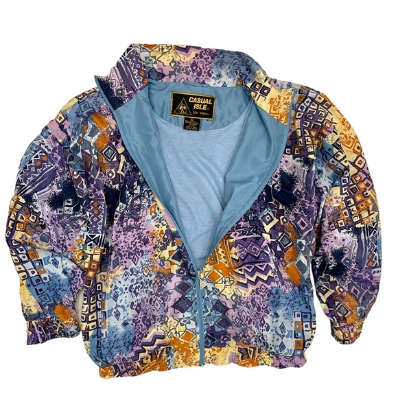 VTG Casual Isle Silk Printed Bomber Jacket - Picture 3 of 6